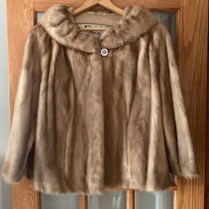 Evans Mink Fur Jacket | Autumn Haze | Shawl Collar & Bracelet Cuffs (M/L)